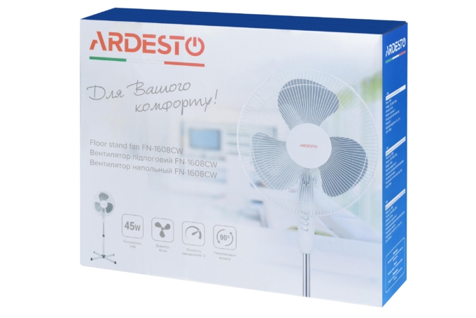Floor fan ARDESTO, 40см, 45Вт, white