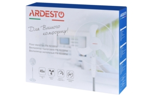 Вентилятор ARDESTO підлоговий, 40см, 45Вт, опора кругла, білий