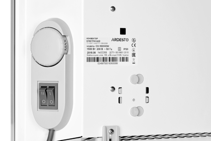 Конвектор ARDESTO, 15м2, 1500Вт, мех. упр-ние, открытый нагрев. элемент, белый