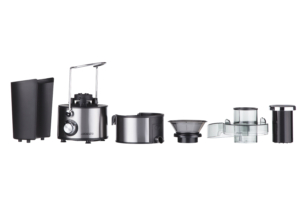 Соковитискач Ardesto відцентрований 1000Вт, чаша-0.5л, жмих-1.5л, пластик/метал, сріблясто-чорний