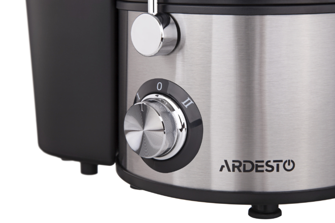 Соковитискач Ardesto відцентрований 1000Вт, чаша-0.5л, жмих-1.5л, пластик/метал, сріблясто-чорний