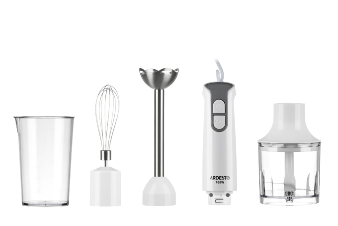 Блендер погружной ARDESTO 700Вт, 3в1, чаша-600мл, белый