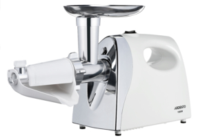 Ardesto meat grinder, 1800W, 2kg/min, 3 cutting plates, sausages nozzle, tomato juicer, plastik, white-silver