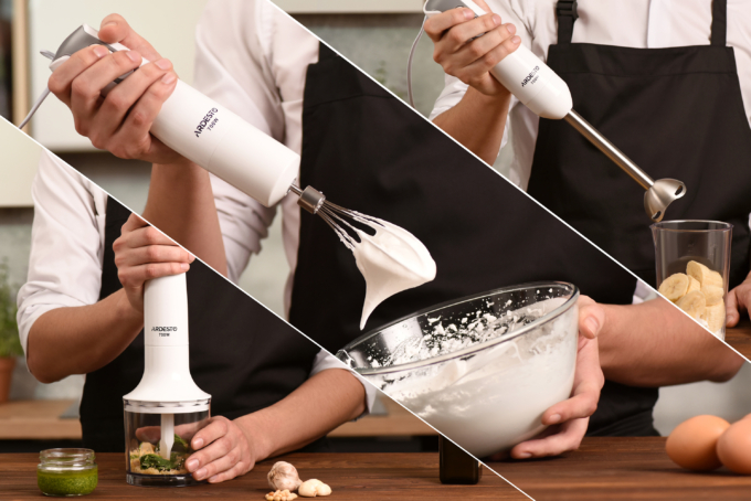 Блендер погружной ARDESTO 700Вт, 3в1, чаша-600мл, белый