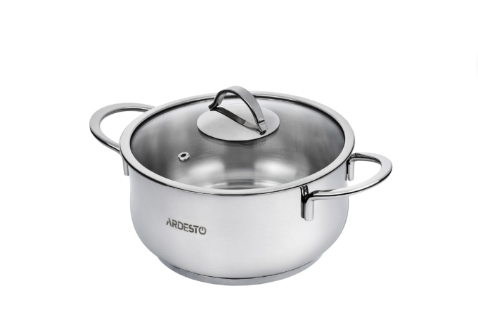 Кастрюля со стеклянной крышкой Ardesto Black Mars, 1.8л, нержавеющая сталь