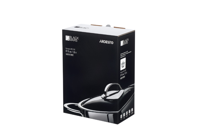 Кастрюля со стеклянной крышкой Ardesto Black Mars, 1.8л, нержавеющая сталь