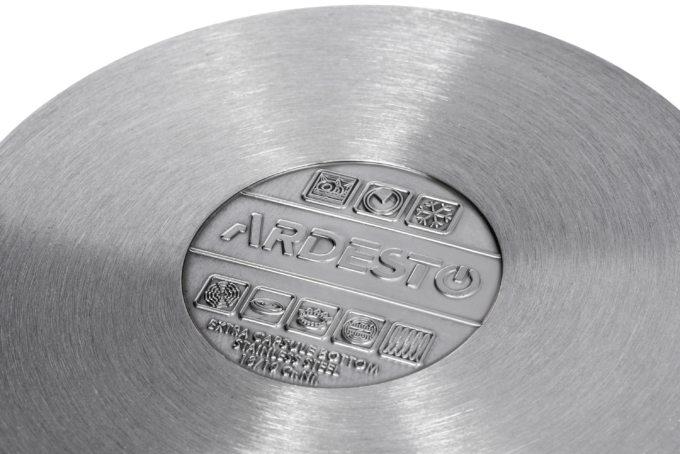 Ardesto Casserole with glass lid, Black Mars, 2.3l, stainless steel