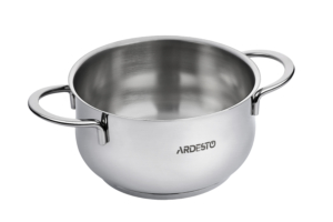 Ardesto Casserole with glass lid, Black Mars, 2.3l, stainless steel