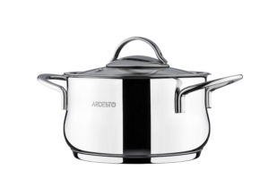 Ardesto Casserole with glass lid, Black Mars, 2.3l, stainless steel