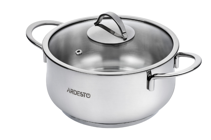 Кастрюля со стеклянной крышкой Ardesto Black Mars, 4.3л, нержавеющая сталь