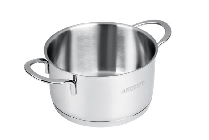 Ardesto Casserole with glass lid Luna, 1.2l, stainless steel