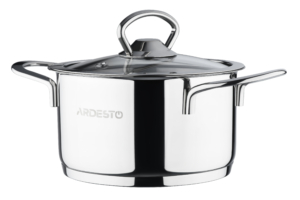 Ardesto Casserole with glass lid Luna, 1.2l, stainless steel