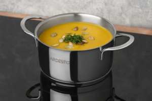 Ardesto Casserole with glass lid Luna, 1.2l, stainless steel