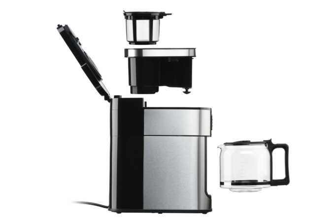 Ardesto coffee maker drip Steel Collection 1.2l, ground + beans, display, silver-black