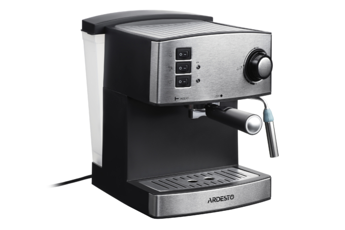 Ardesto coffee maker carob Steel Collection 1.6l, ground, hand capuchino maker, silver-black