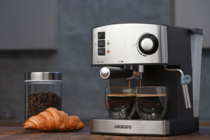 Ardesto coffee maker carob Steel Collection 1.6l, ground, hand capuchino maker, silver-black