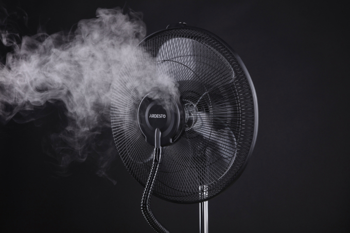 Floor fan ARDESTO, 47см, 100Вт, remote control, display, humidification, black-grey