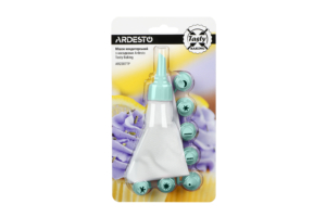 Мішок кондитерський з насадками Ardesto Tasty baking, 26.8×13.4см, пластик, блакитний