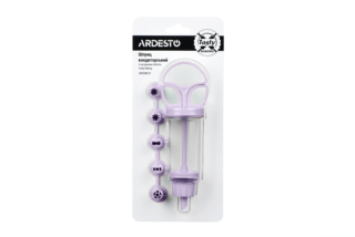 Шприц кондитерский с насадками Ardesto Tasty baking, 19×6.5×4.5см, пластик, лиловый