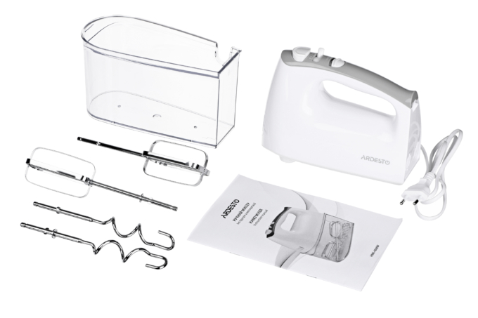 Ardesto hand mixer 400W, nozzles-4 beaters, turbo mode, white