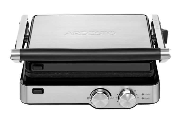 Ardesto grill clamping GK-2000M, 2000W, temp. regimes-6, removable plates, 180° opening, metal, silver
