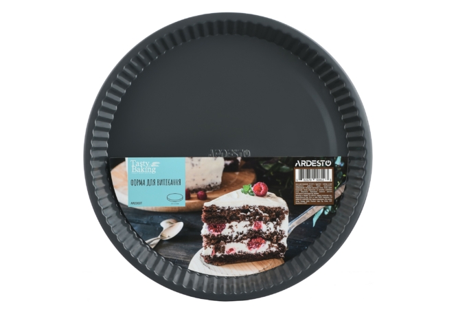 ARDESTO Форма для випікання Tasty baking 30*3 см кругла, сірий,голубий, вуглецева сталь