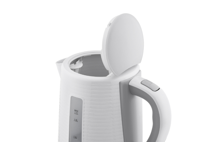 Ardesto electric kettle White stripes, 1.7L, plastic, Strix, white-grey
