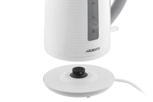 Ardesto electric kettle White stripes, 1.7L, plastic, Strix, white-grey