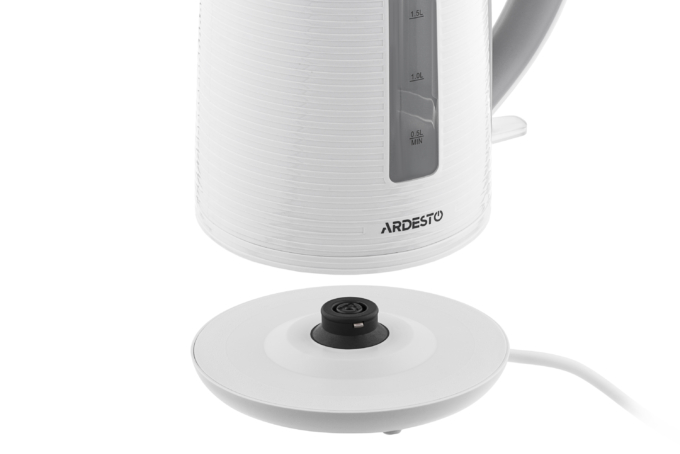 Ardesto electric kettle White stripes, 1.7L, plastic, Strix, white-grey
