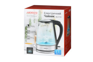 Електрочайник Ardesto 1.7л, Strix, скло, чорний
