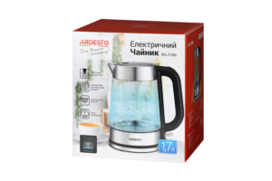 Електрочайник Ardesto 1.7л, Strix, скло, сріблясто-чорний