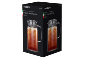 Ardesto Pitcher with lid, 1200ml, borosilicate glass, stainless steel, transparent