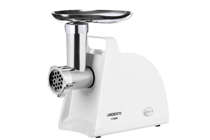 Ardesto meat grinder, 1700W, 1.6kg/min, 2 cutting plates, sausages nozzle, plastik, white