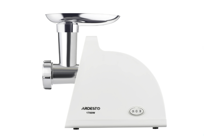 Ardesto meat grinder, 1700W, 1.6kg/min, 2 cutting plates, sausages nozzle, plastik, white