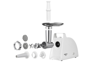 Ardesto meat grinder, 1700W, 1.6kg/min, 2 cutting plates, sausages nozzle, plastik, white