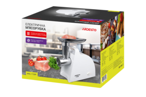 Ardesto meat grinder, 1700W, 1.6kg/min, 2 cutting plates, sausages nozzle, plastik, white