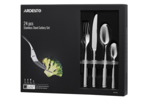 Набор столовых приборов Ardesto Black Mars Bordeaux, 24 прибора, нержавеющая сталь