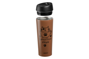 Термочашка Ardesto Coffee time Cat, 450мл, нержавіюча сталь, коричневий світлий