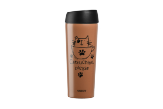 Термочашка Ardesto Coffee time Cat, 450мл, нержавеющая сталь, коричневый светлый