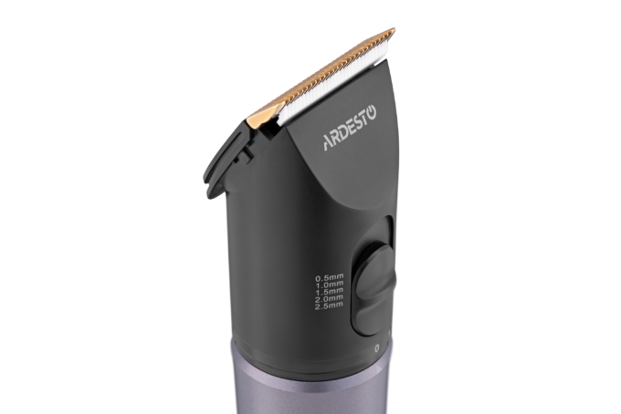 Ardesto hair clipper HC-Y40-DBS, 220V+battery, nozzles-4, titanium coating+ceramics, black