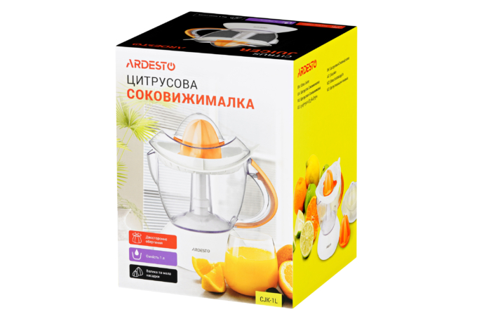 ARDESTO Соковижималка CJK-1L цитрус-прес, 25Вт, чаша-1л, пластик, білий