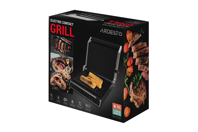 Ardesto grill clamping GK-STC20, 2000W, temp. regimes-6, removable plates, 180° opening, metal, silver