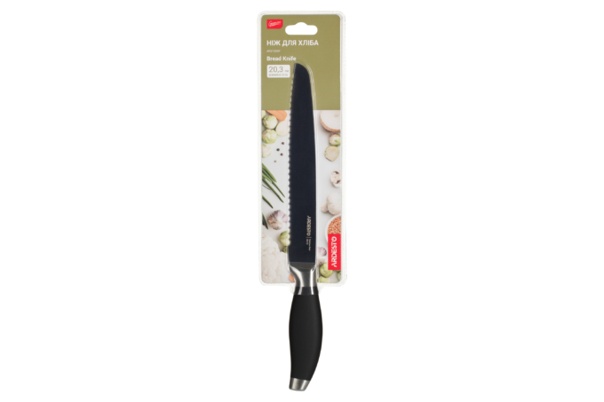 Ardesto Bread Knife Gemini, 20.3cm, stainless steel, plastic, black