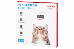 Ardesto scales for floor Cat, 150kg, AAAx2 included, glass, multi-colored