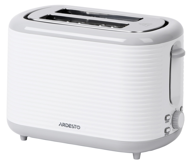 Тостер Ardesto White stripes T-F17WG 930Вт, пластик, белый+серый