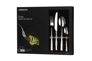 Ardesto Cutlery set Black Mars Tia, 24pcs, stainless steel