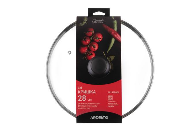 Ardesto Lid Gemini Gourmet, 28 cm, heat-resistant glass, stainless steel, bakelite