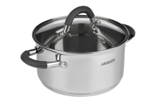 Каструля зі скляною кришкою Ardesto Gemini Salerno, 1.2л, нержавіюча сталь, силікон