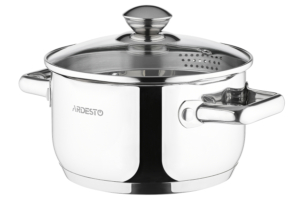 Каструля зі скляною кришкою та зливом Ardesto Gemini Lecco, 2.5л, нержавіюча сталь