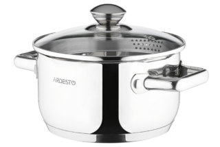 Каструля зі скляною кришкою та зливом Ardesto Gemini Lecco, 2.5л, нержавіюча сталь